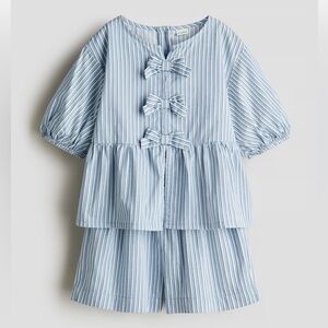 H&M Adorables 2-Piece Cotton Poplin Set | Blue Stripe | Size 9–10Y